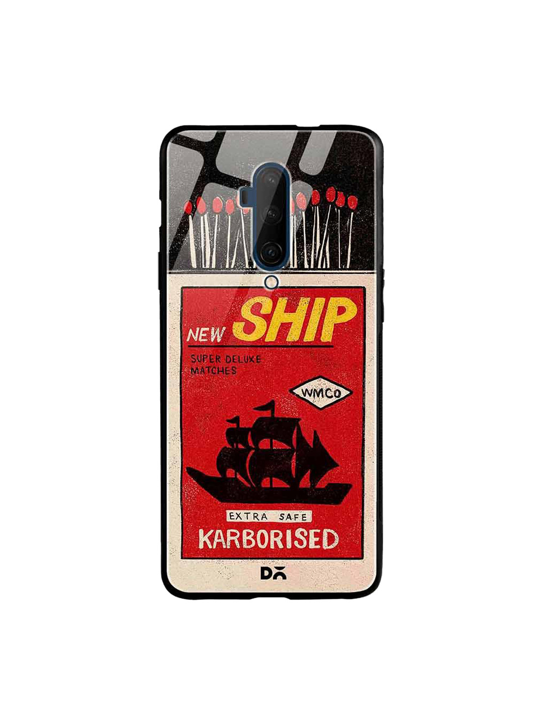 

DailyObjects Red & Black New Ship Matchbox OnePlus 7T Pro Glass Cover