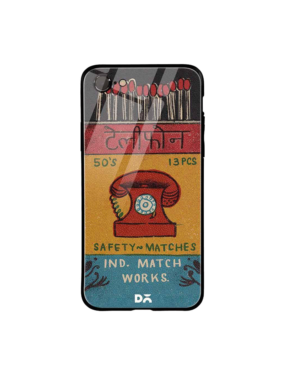 

DailyObjects Yellow & Red Telephone Matchbox iPhone 8 Glass Mobile Case