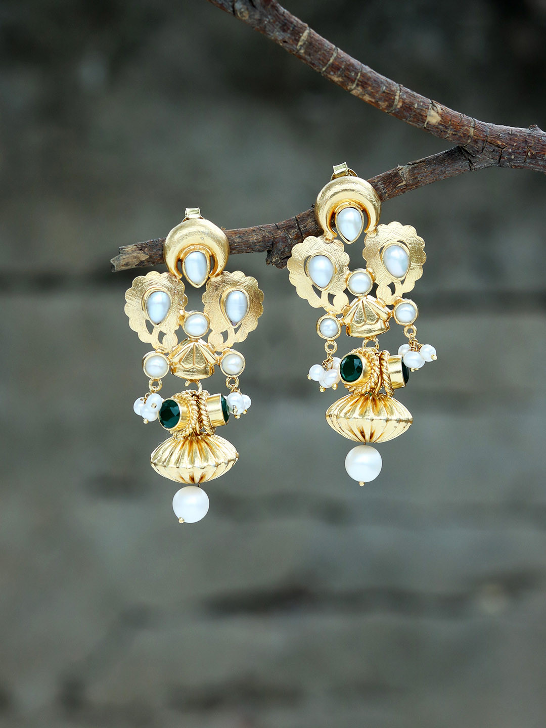 

Silvermerc Designs Gold & White Classic Drop Earrings