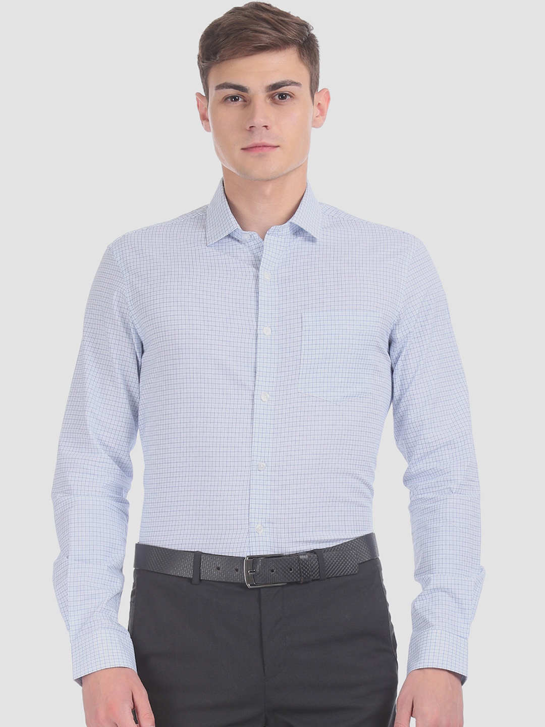 

Excalibur Men Blue Slim Fit Checked Formal Shirt