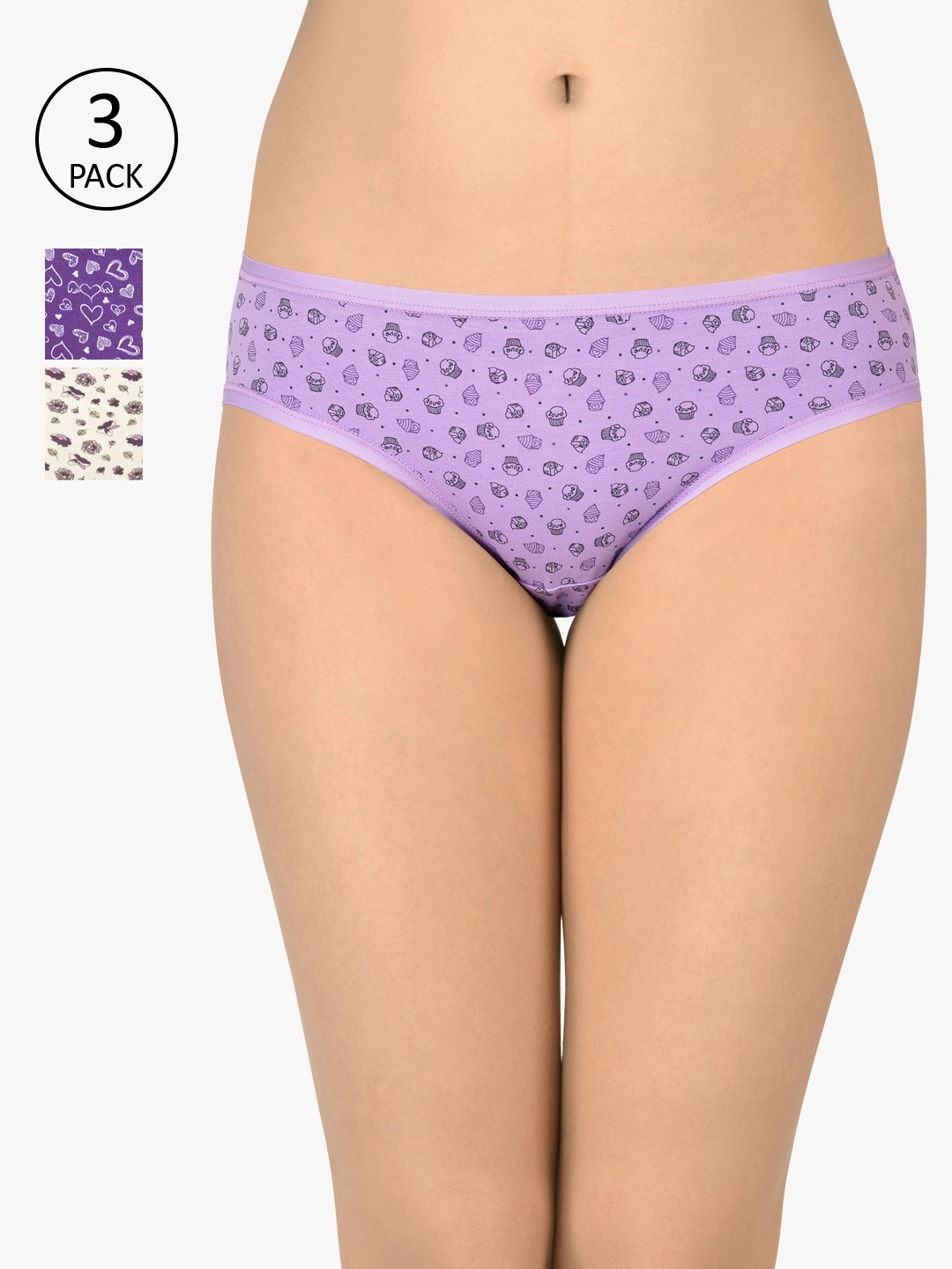 

Amante Women Pack Of 3 Printed Bikini Briefs PPK33102, White
