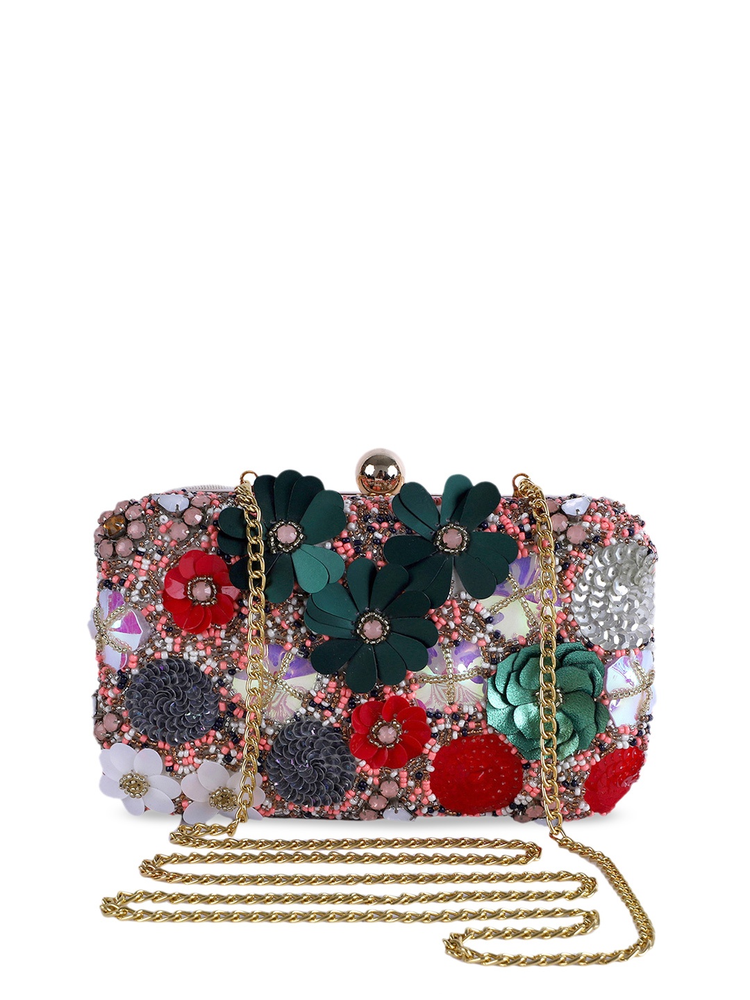 

REZZY Women Multicoloured Embellished Clutch, Multi