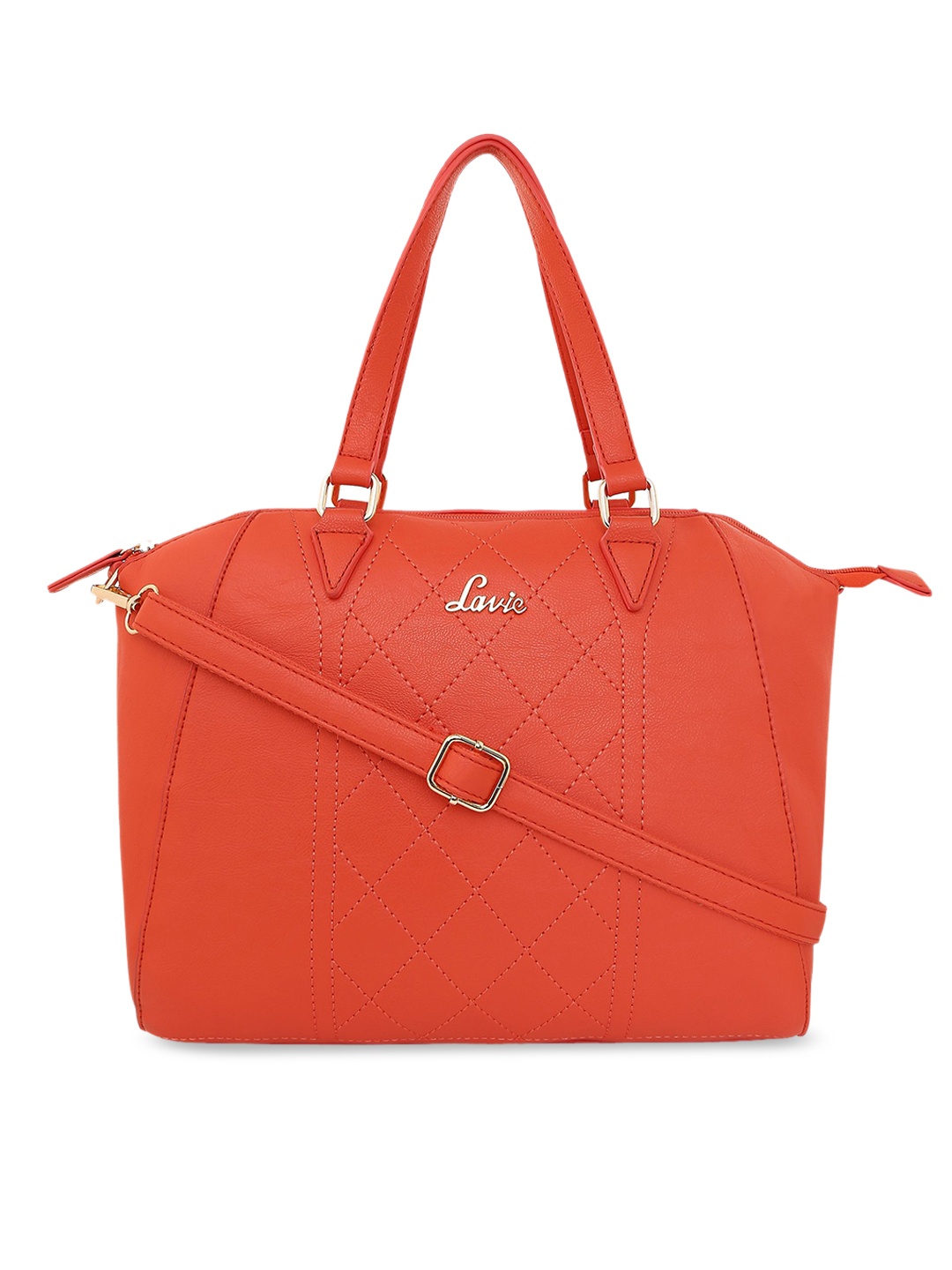 

Lavie Orange Self Design Handheld Bag