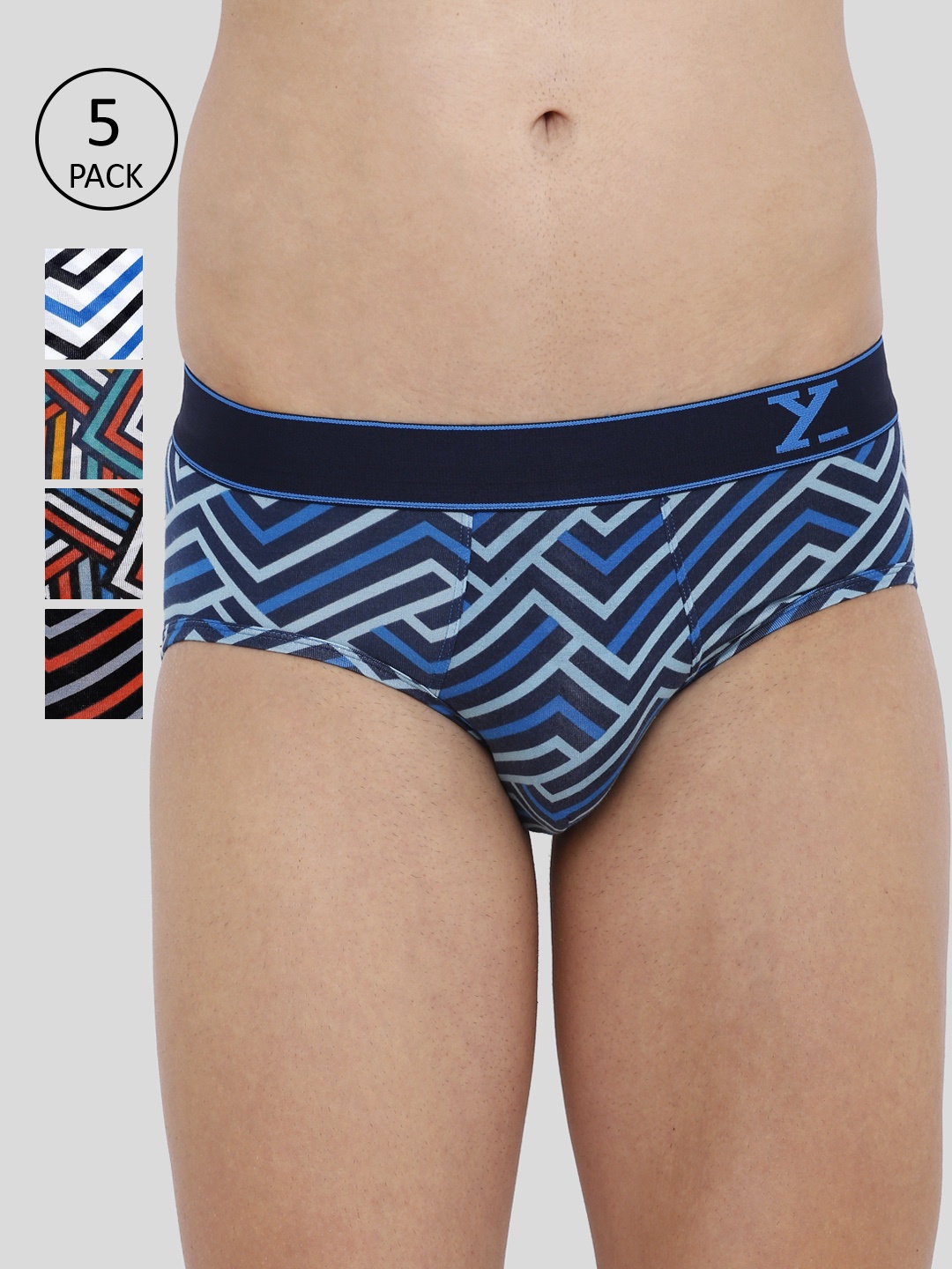 

XYXX Men IntelliSoft Antimicrobial Micro Modal Pack of 5 Linea Briefs XYBRF5PCKN148, Blue