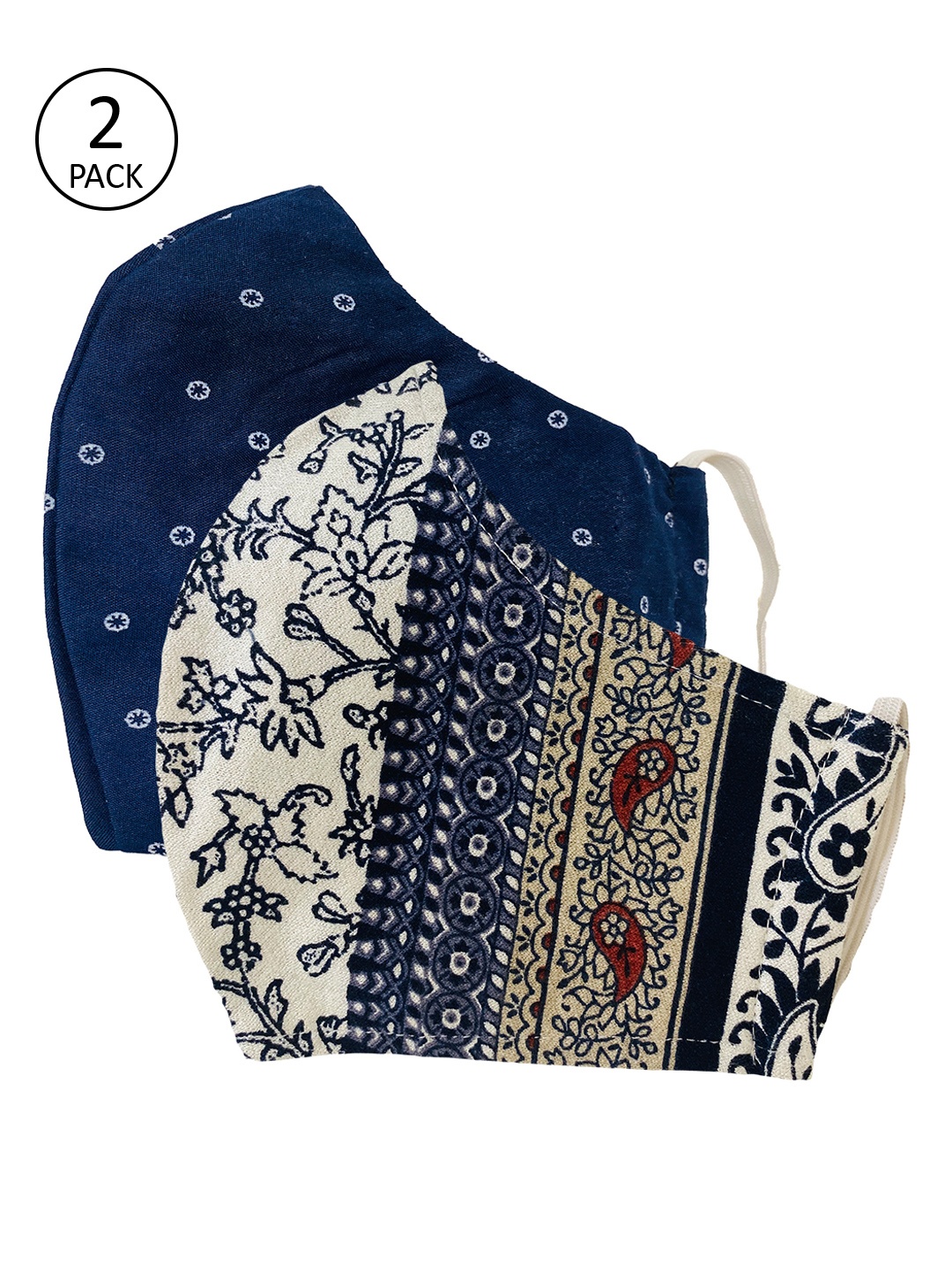 

Sera Unisex Pack of 2 Pcs White & Navy Blue Reusable 3-Ply Protective Outdoor Masks