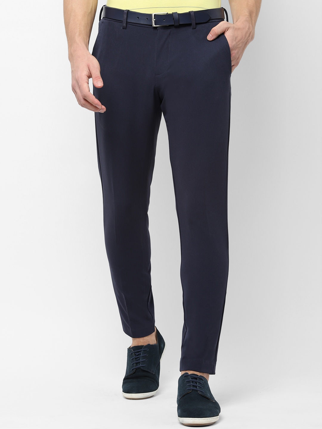 Allen Solly Men Navy Blue Slim Fit Solid Regular Trousers