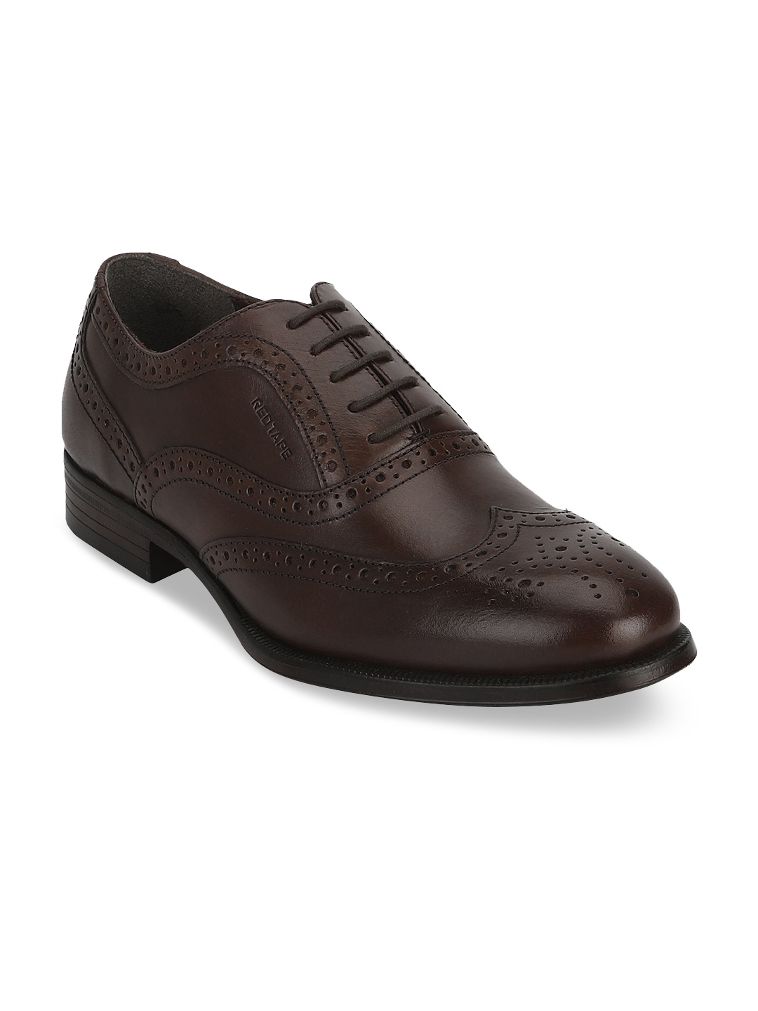 

Red Tape Men Coffee Brown Textured Leather Formal Brogues