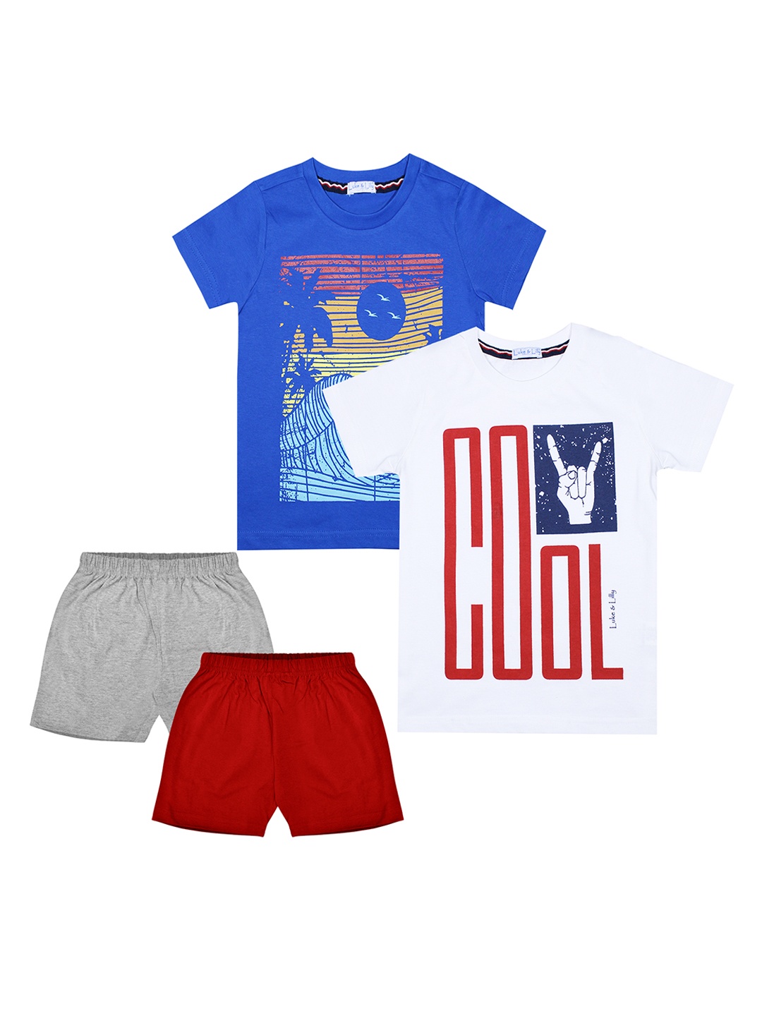 

Luke & Lilly Boys Pack of 2 Printed T-shirts with Shorts, Blue