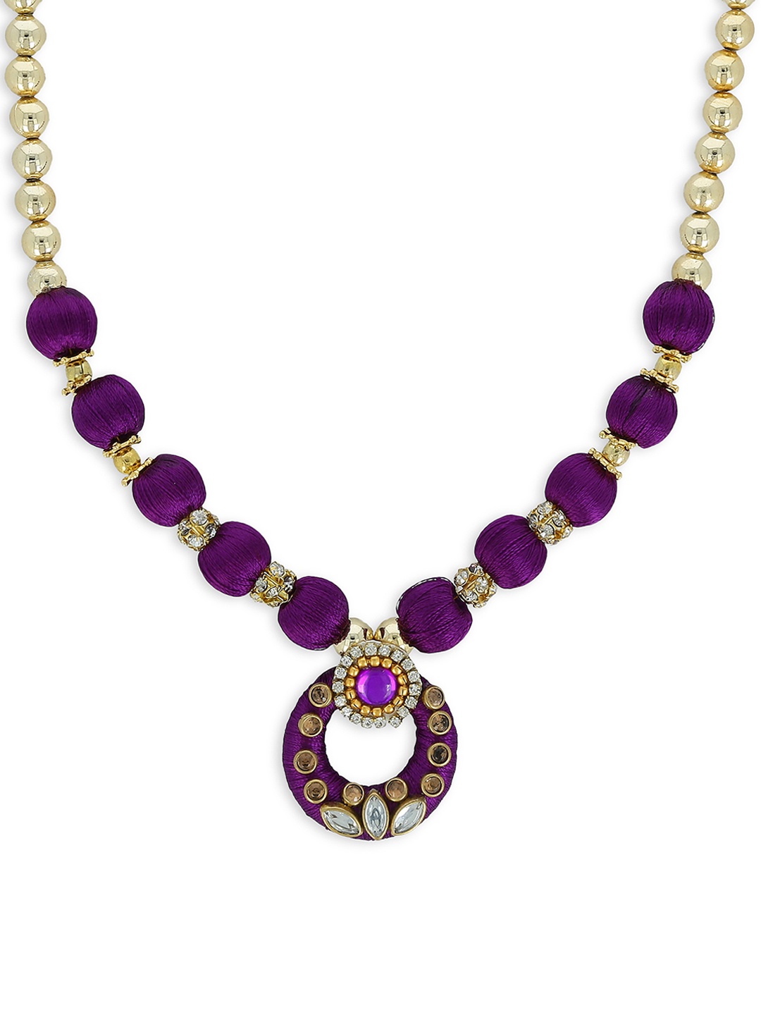 AKSHARA Purple & Gold-Toned Handcrafted Necklace