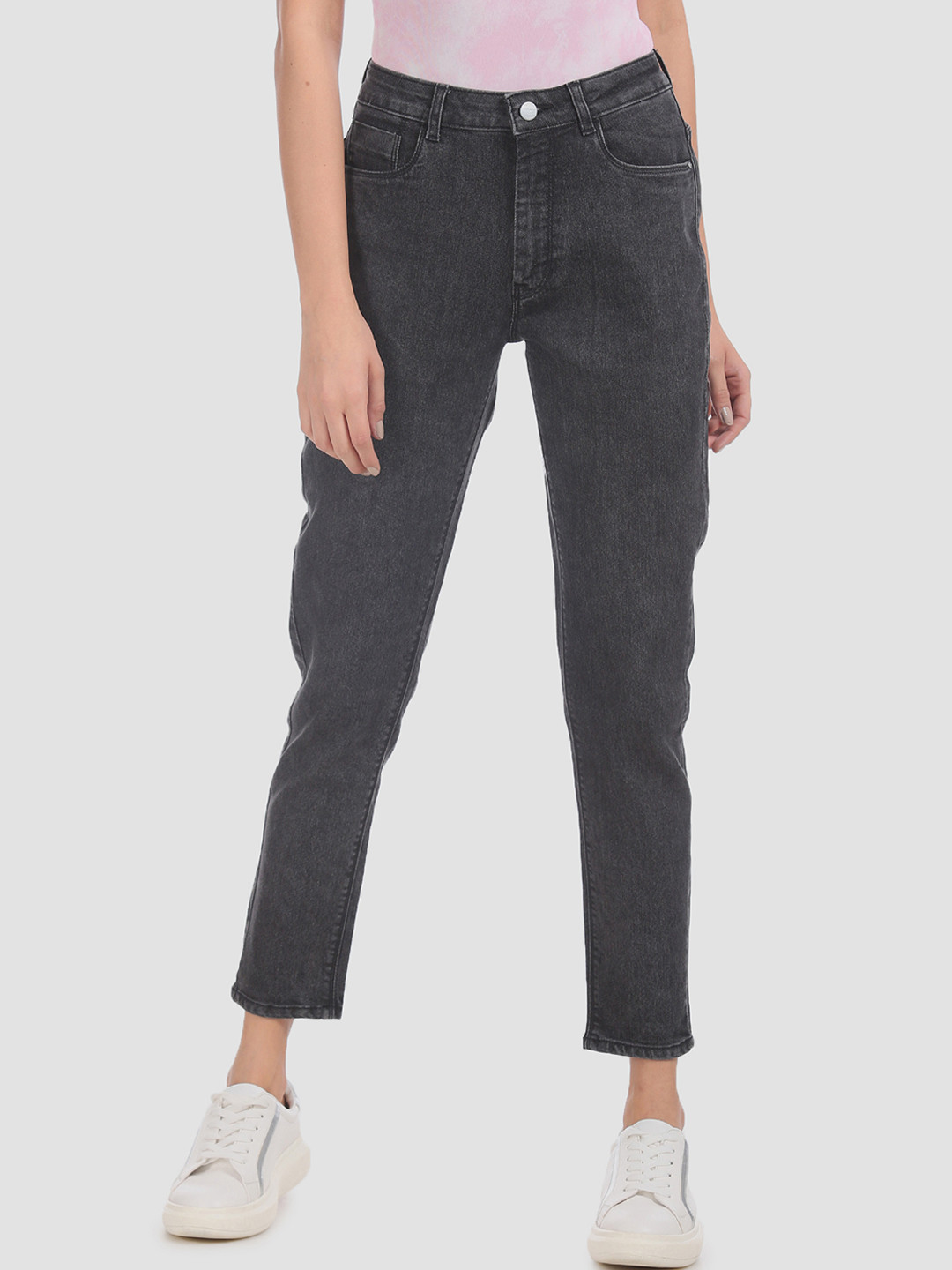 

Flying Machine Women Black Veronica Skinny Fit Clean Look Stretchable Cropped Jeans