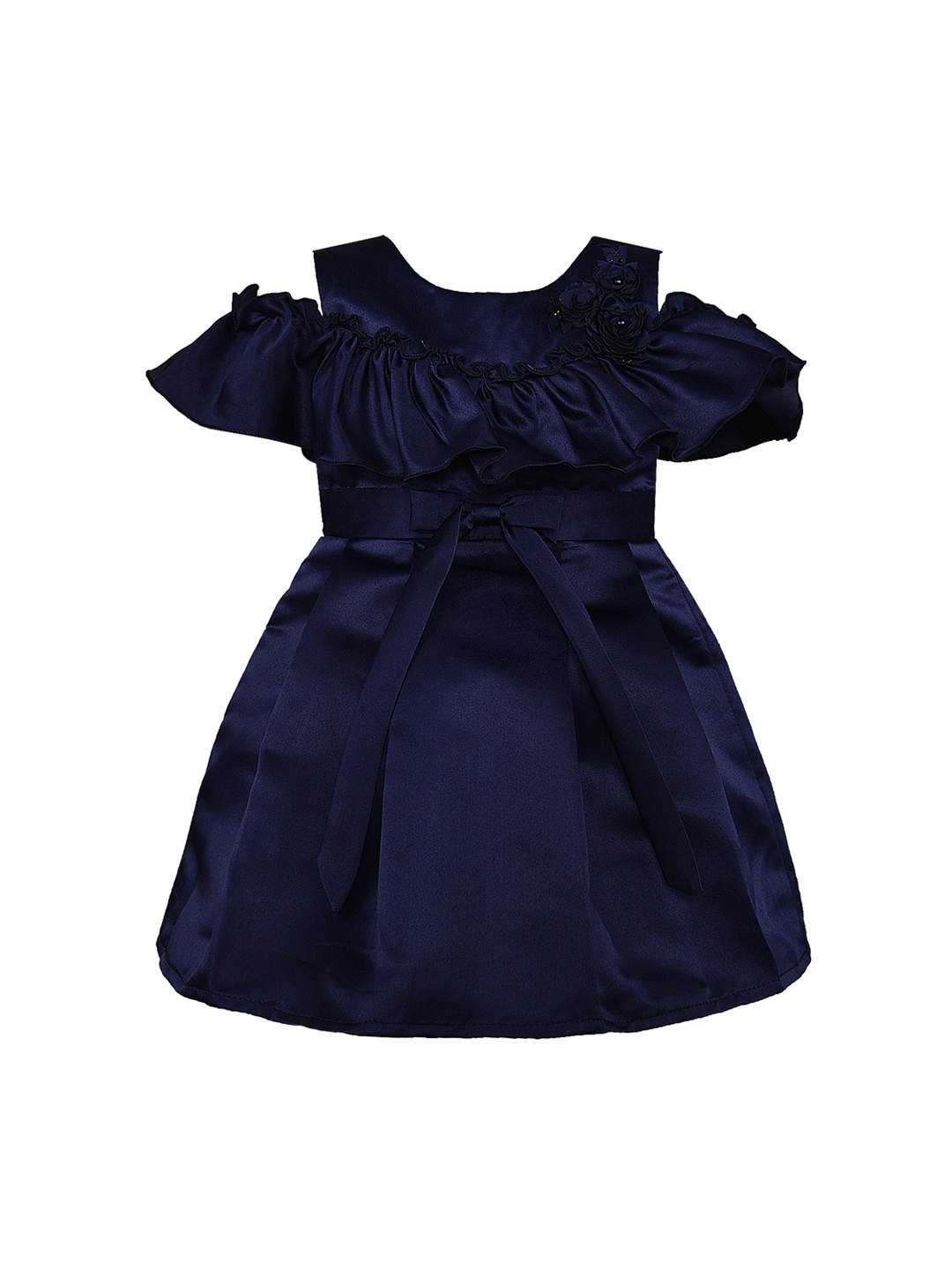 

Wish Karo Girls Navy Blue Solid Fit and Flare Dress