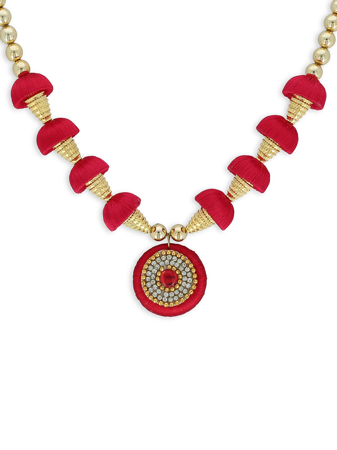 

AKSHARA Girls Red & Gold-Toned Handcrafted Necklace