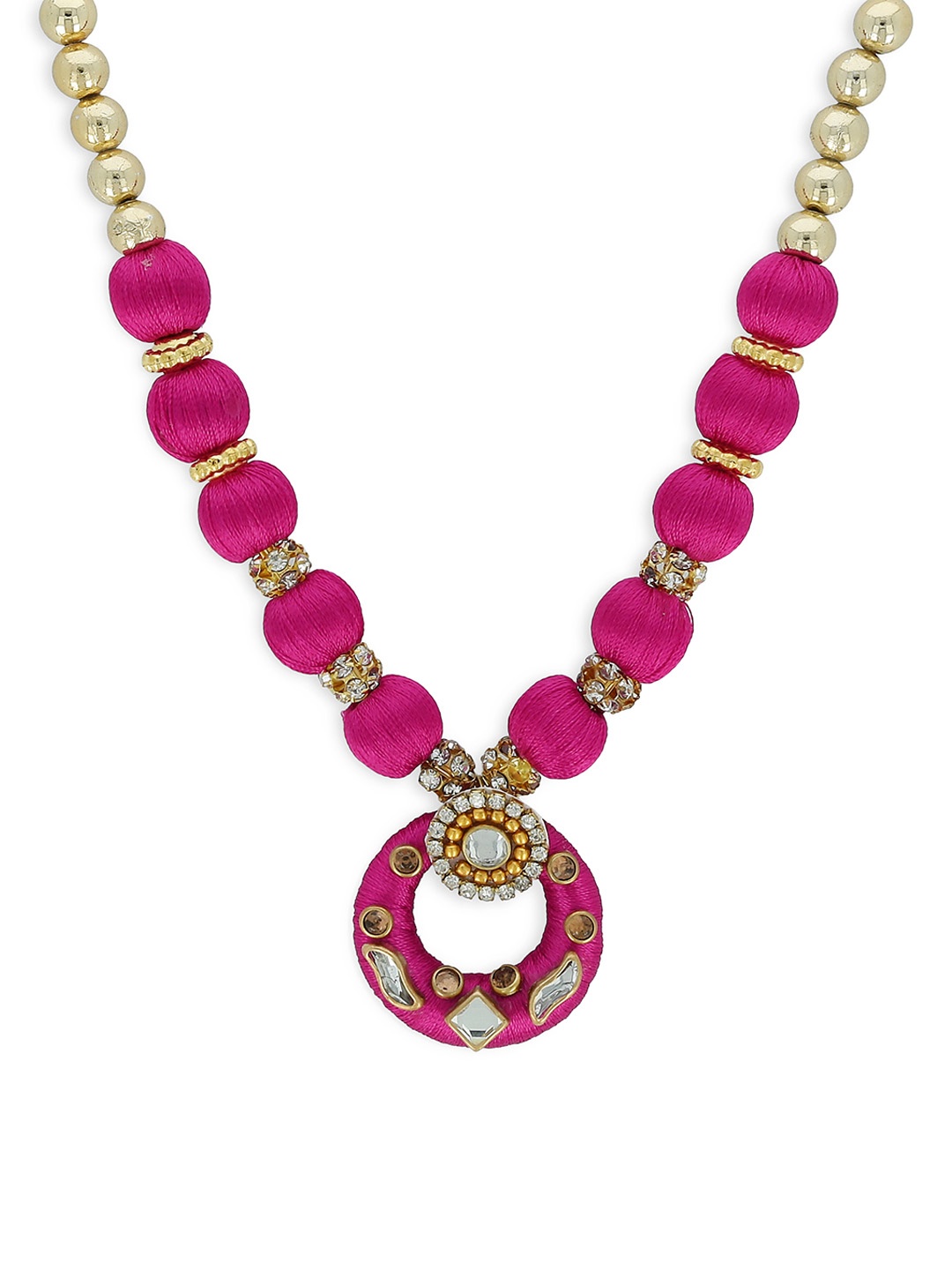 AKSHARA Girls Pink & Gold-Toned Handcrafted Necklace