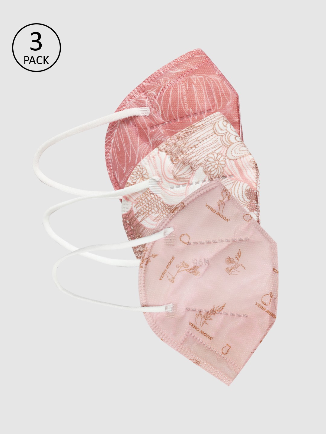 

Vero Moda Women 3 Pcs Printed 5-Ply N95 Reusable Cloth Masks, White