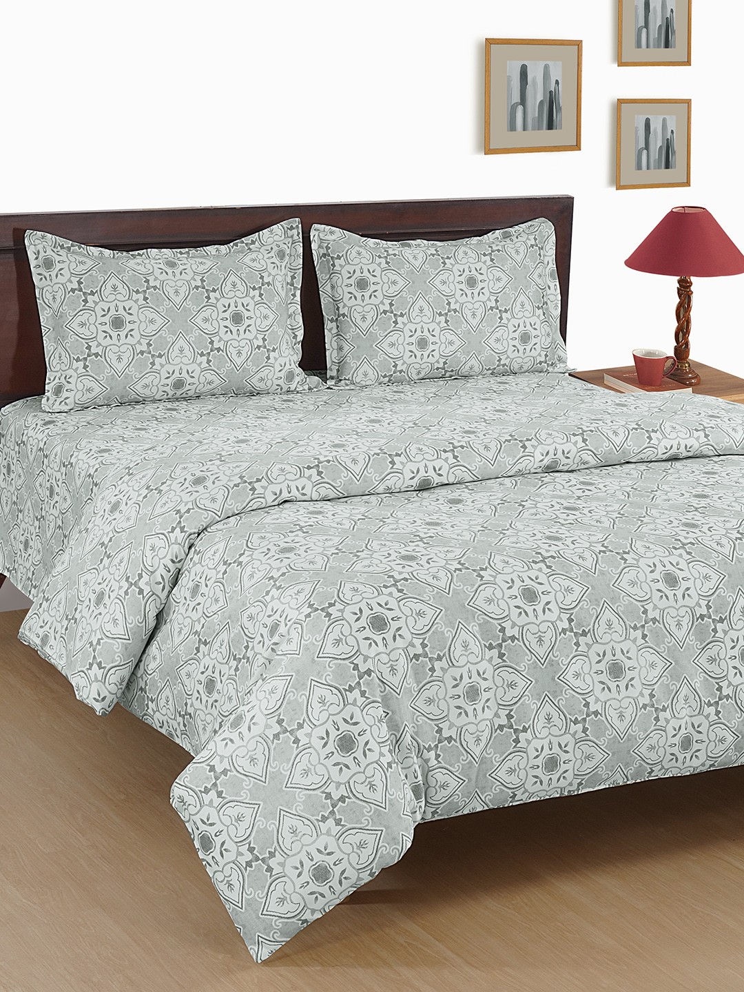 

SWAYAM Multicoloured Ethnic Motifs 600 TC Cotton 1 King Bedsheet with 2 Pillow Covers, Multi