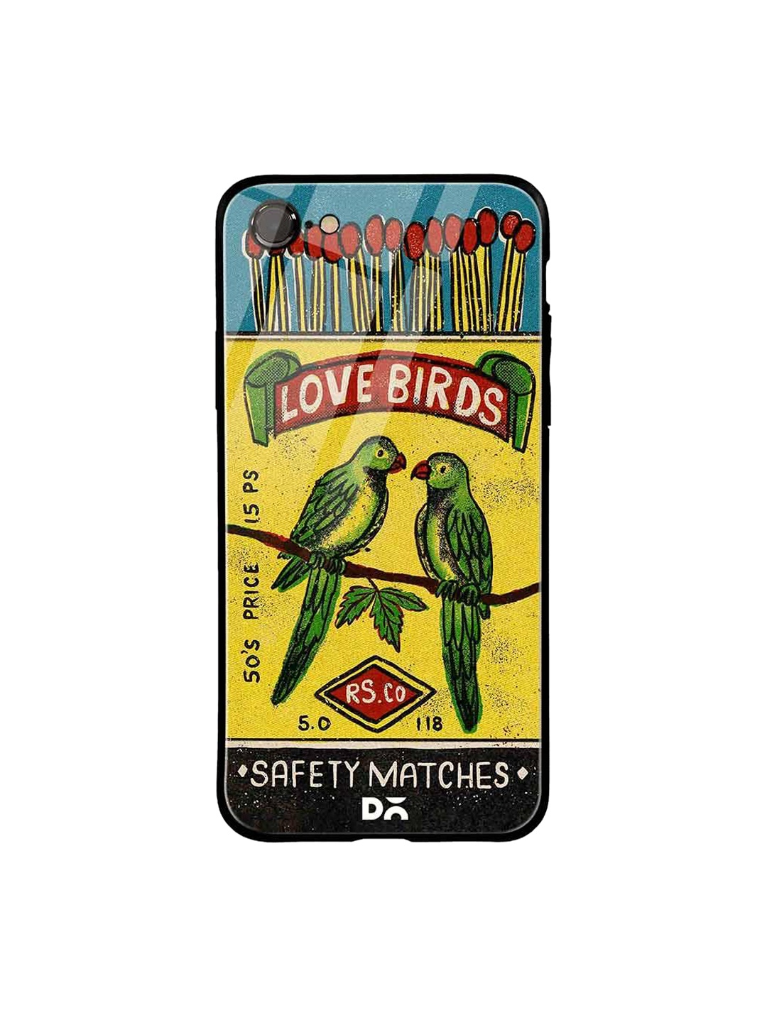 DailyObjects Blue & Yellow Love Birds Matchbox iPhone 7 Glass Case