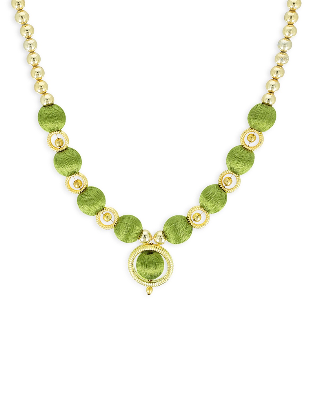 AKSHARA Gold-Toned And Green Handcrafted Beaded Necklace
