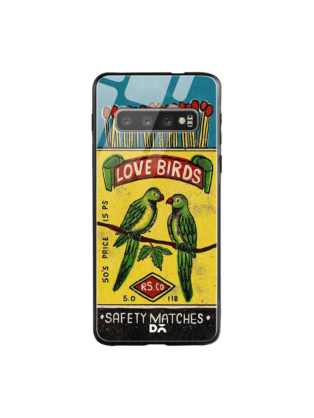 

DailyObjects Blue & Yellow Love Birds Matchbox Samsung Galaxy S10 Glass Case