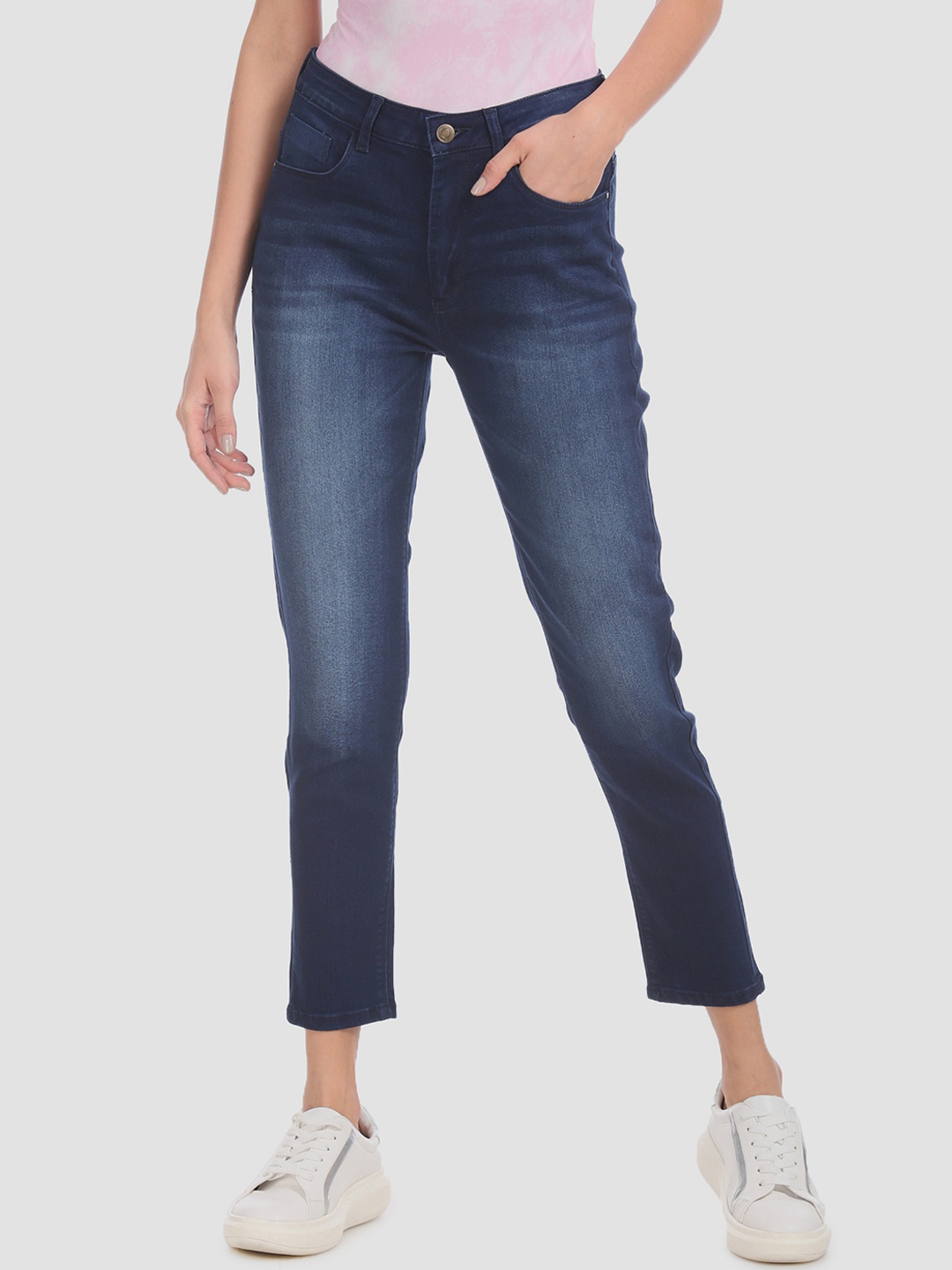 

Flying Machine Women Navy Blue Slim Fit High-Rise Clean Look Stretchable Jeans
