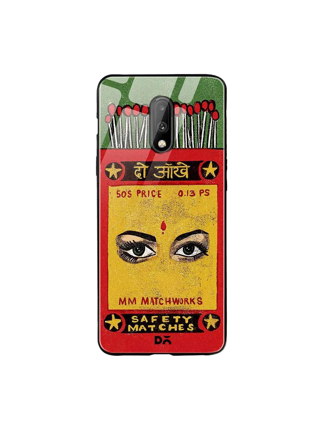 

DailyObjects Green & Red Do Aakhein Matchbox OnePlus 7 Glass Case