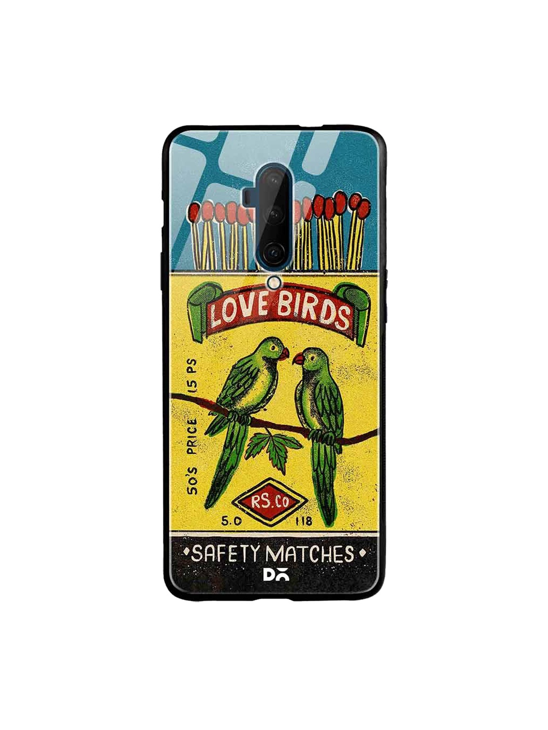 

DailyObjects Blue & Yellow Love Birds Matchbox OnePlus 7T Pro Glass Case