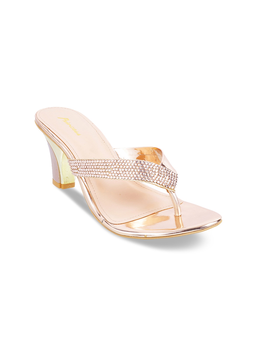 

Metro Women Champagne Embellished Block Heels