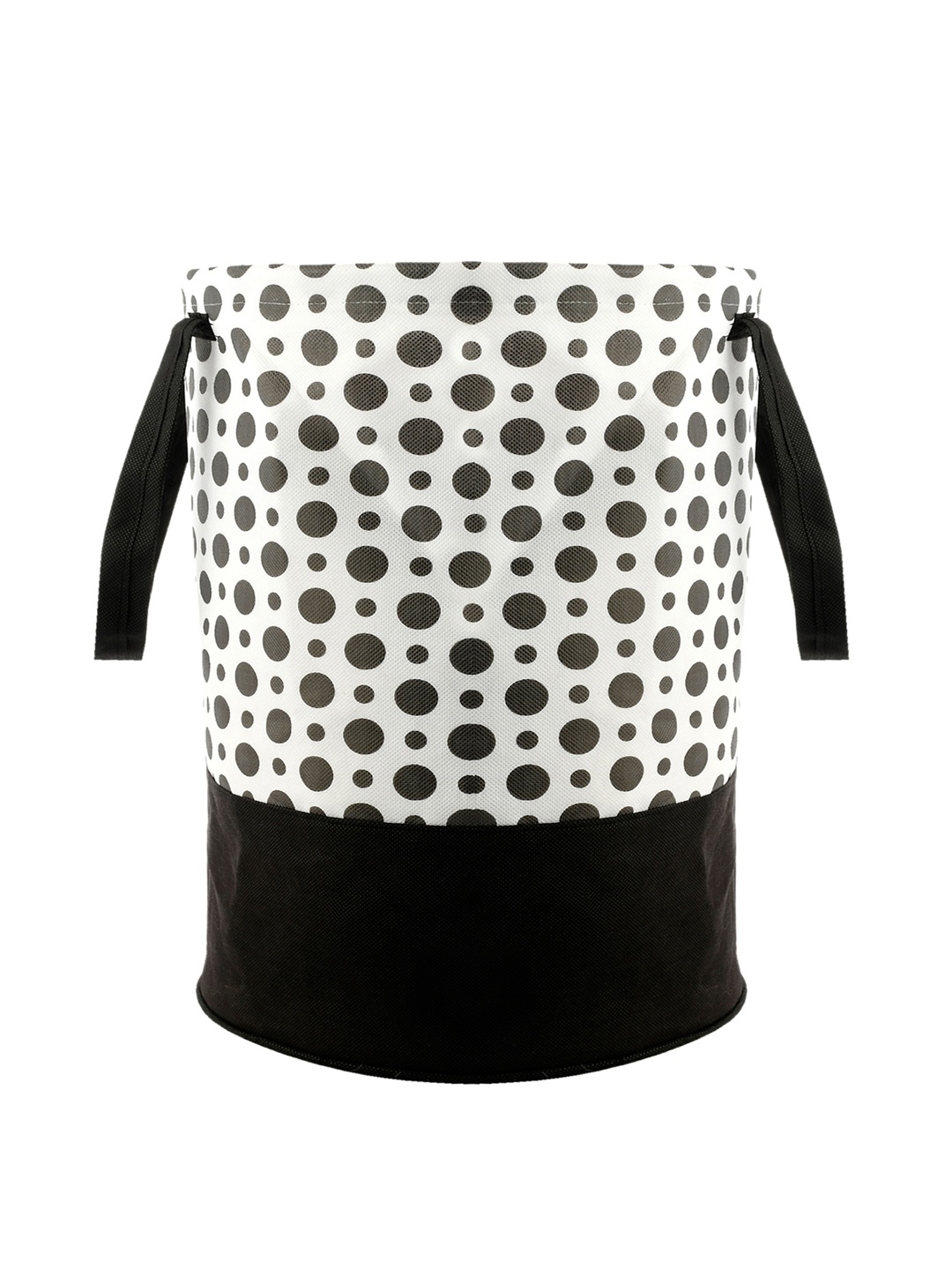 

Kuber Industries Black & White Polka Dot Print Waterproof Canvas Laundry Bag 45 L