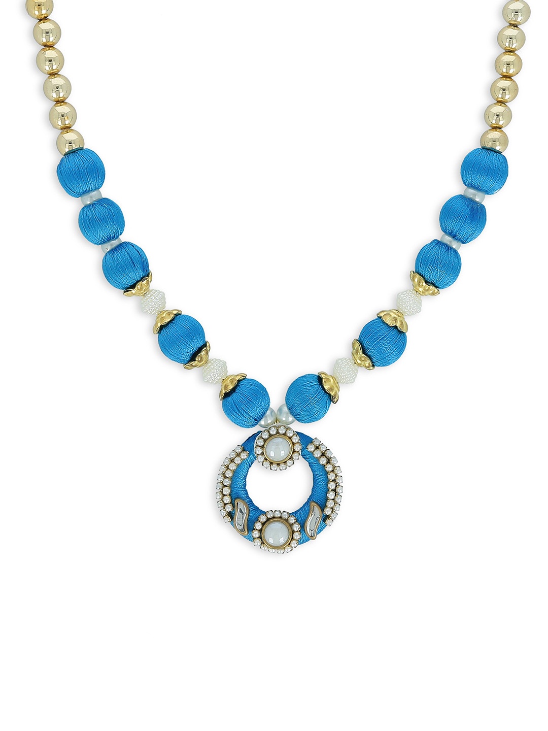 

AKSHARA Girls Blue & White Handcrafted Necklace