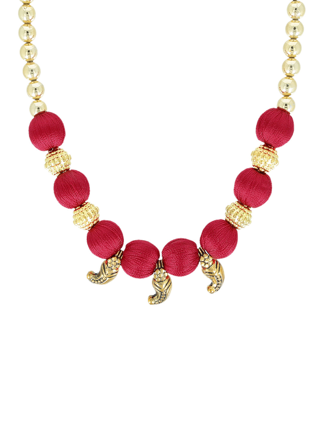 

AKSHARA Red & Gold-Toned Handcrafted Necklace