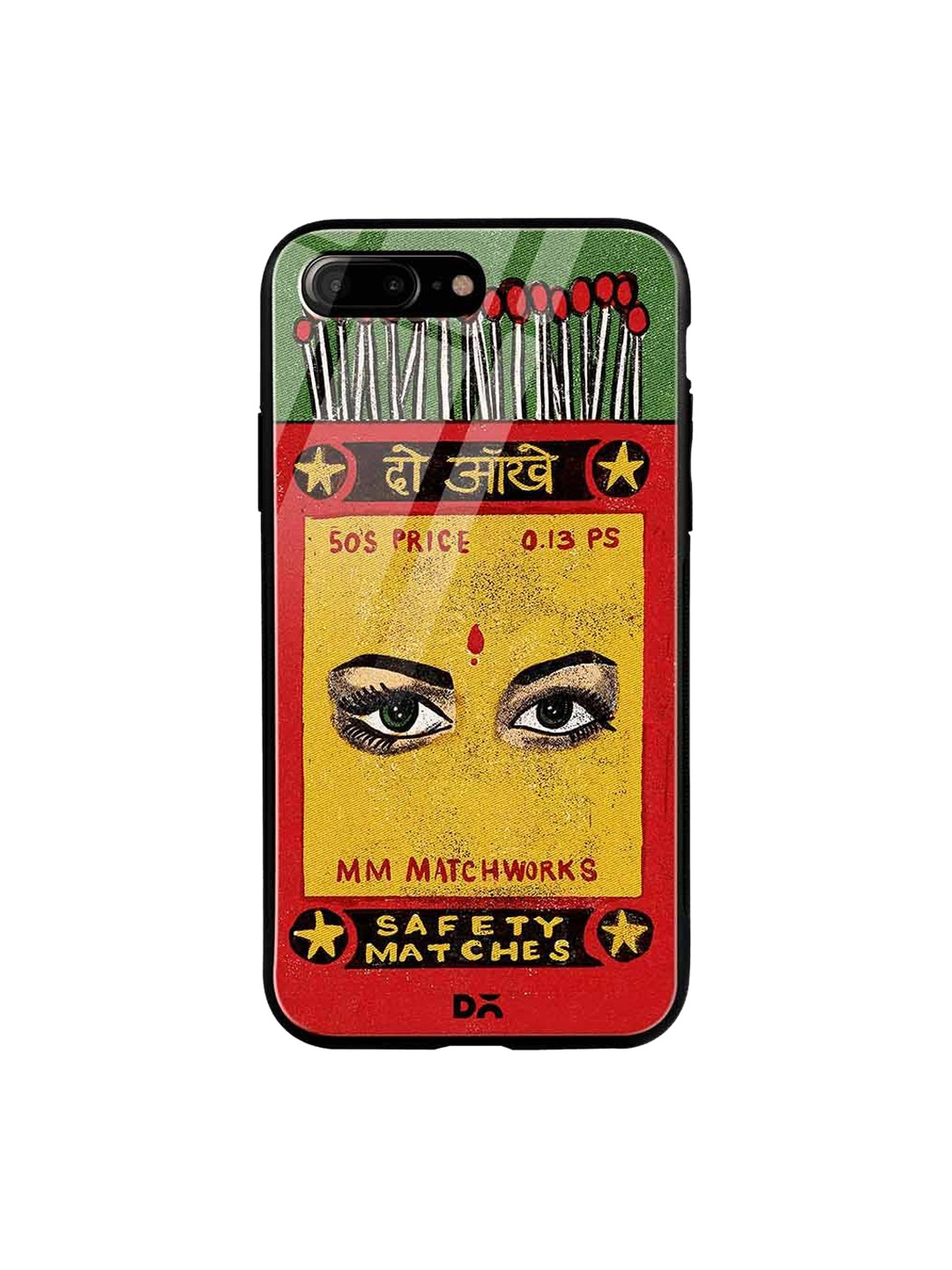 

DailyObjects Yellow & Red Do Aakhein Matchbox iPhone 8 Plus Glass Cover