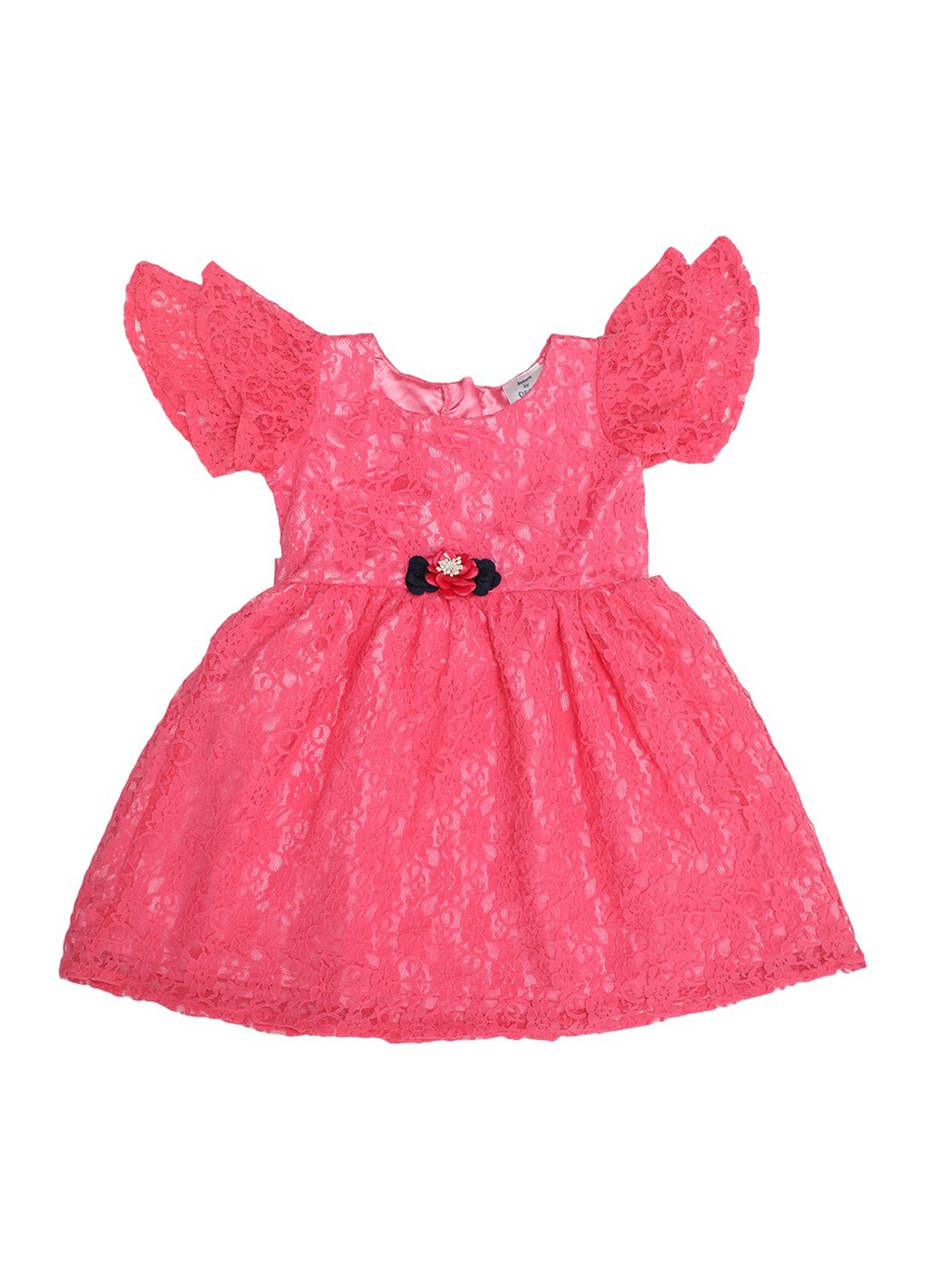 

Doodle Girls Pink Self Design A-Line Dress