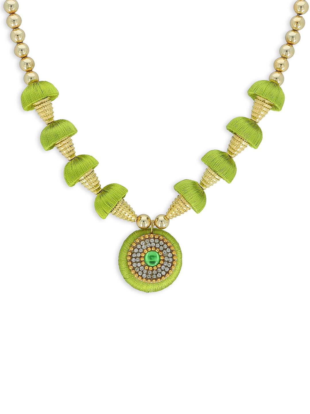 

AKSHARA Girls Green & Gold-Toned Handcrafted Necklace