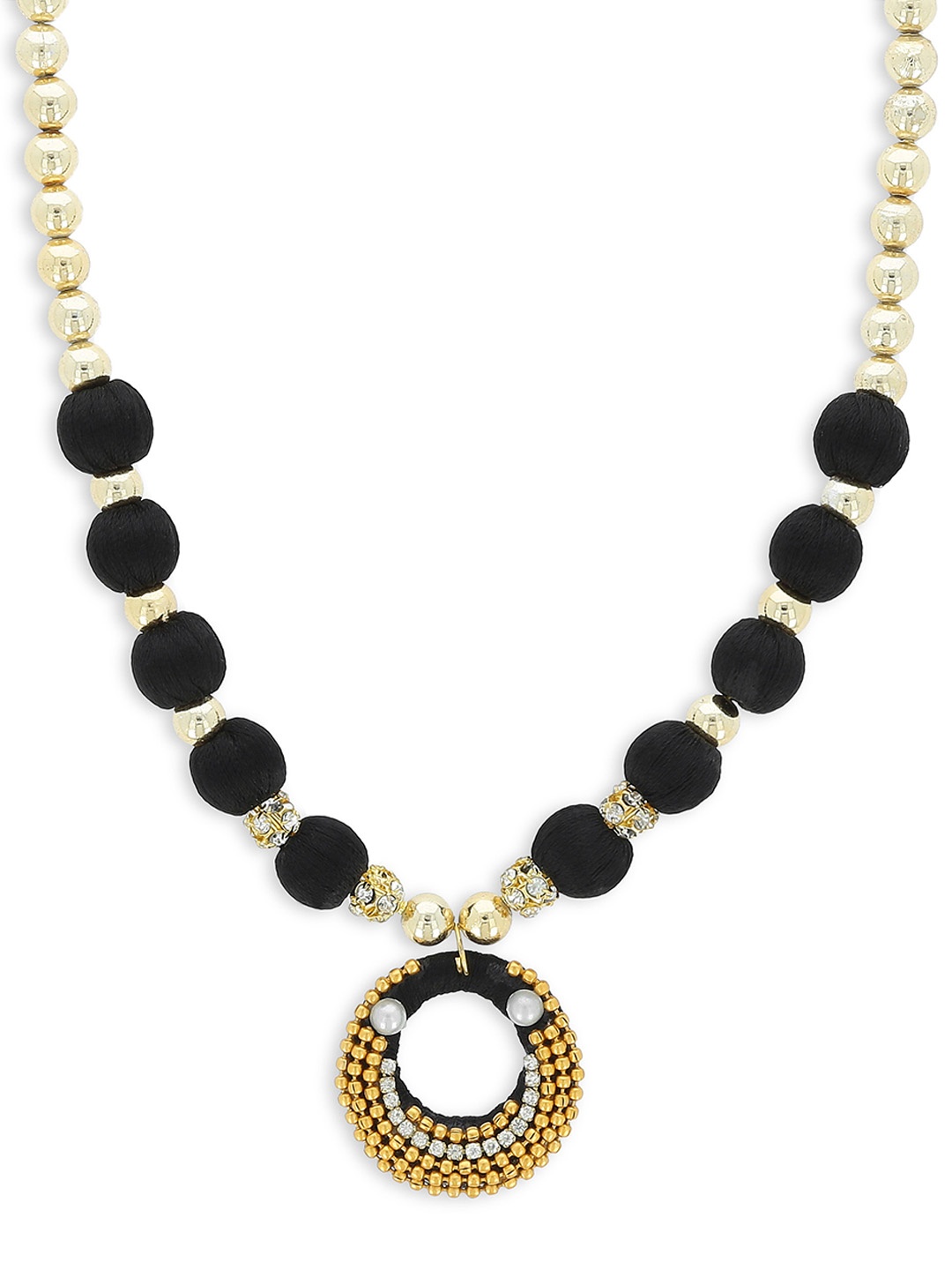 

AKSHARA Girls Black & Gold-Toned Handcrafted Necklace