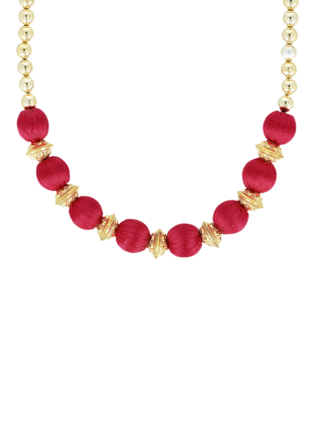 

AKSHARA Gold-Toned & Red Handcrafted Beaded Necklace