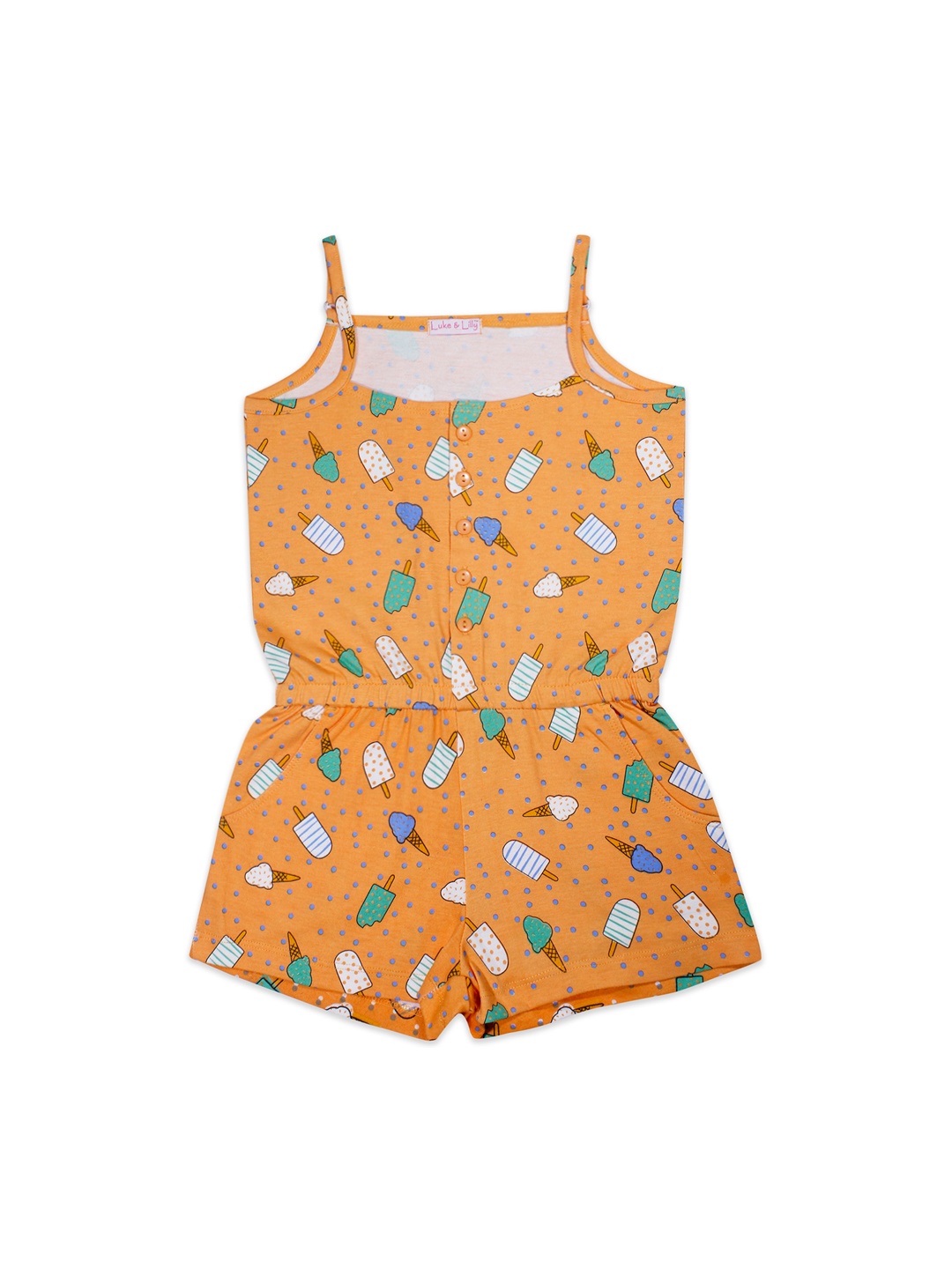 

Luke & Lilly Girls Orange Printed Playsuit