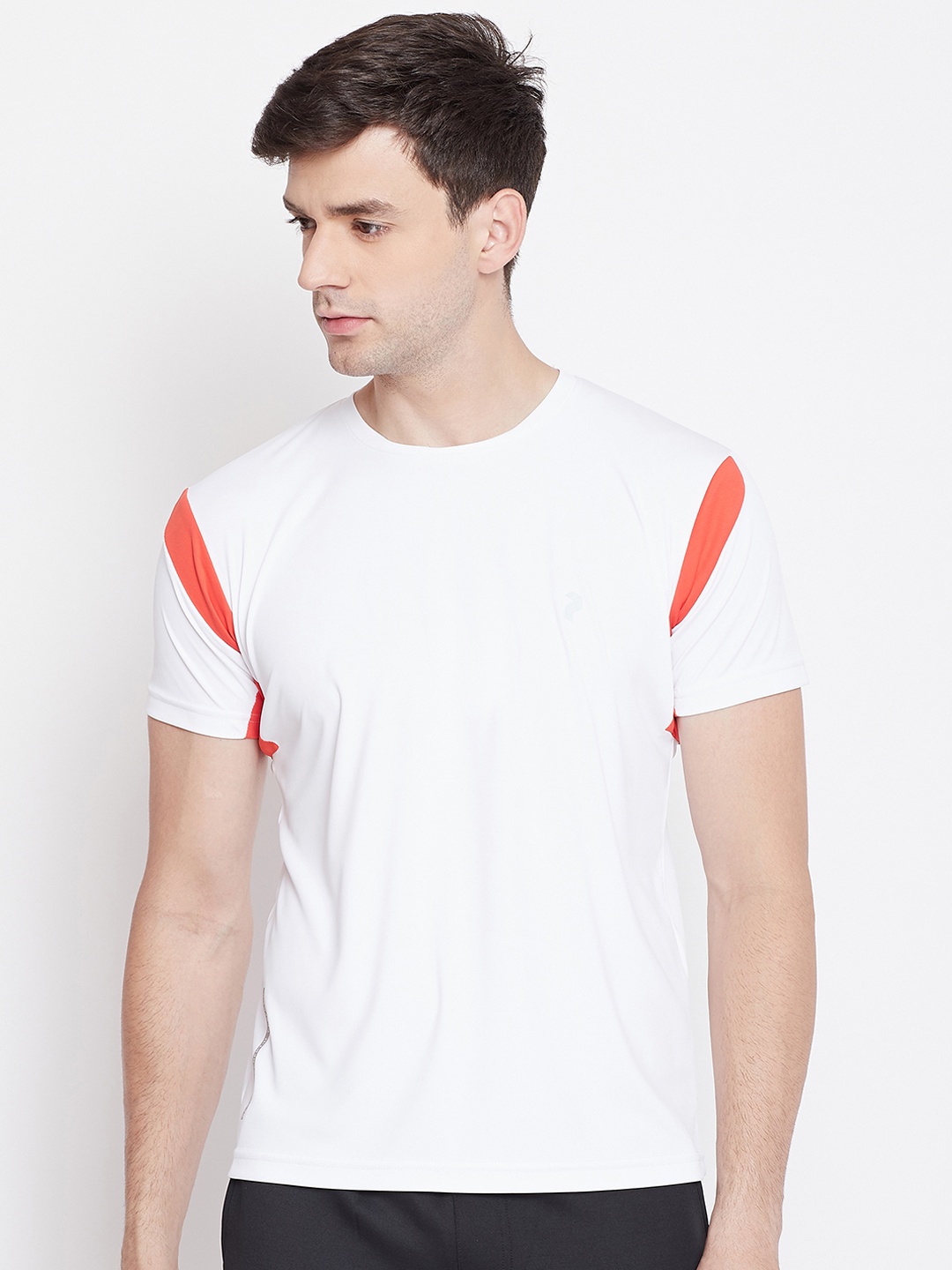 PERFKT-U Men White Solid Round Neck T-shirt