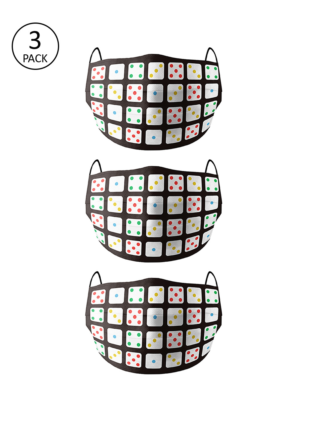 

Bigsmall Adults Pack Of 3 Black & White Printed 4-Ply Reusable Outdoor Cloth Masks