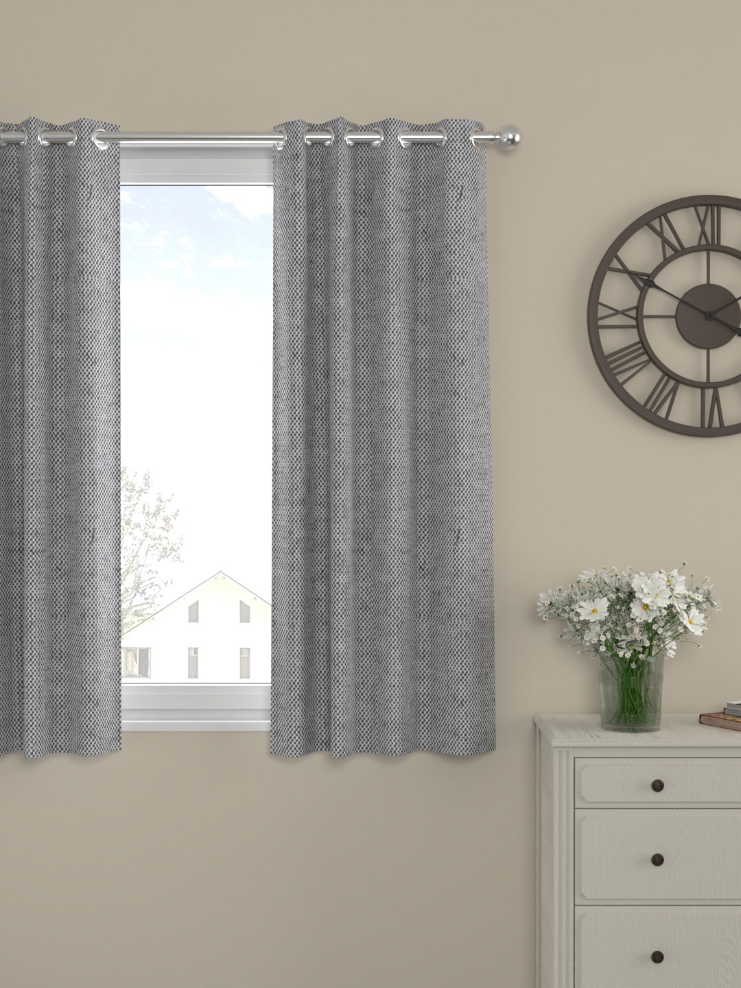 

ROSARA HOME Grey Single Window Curtain