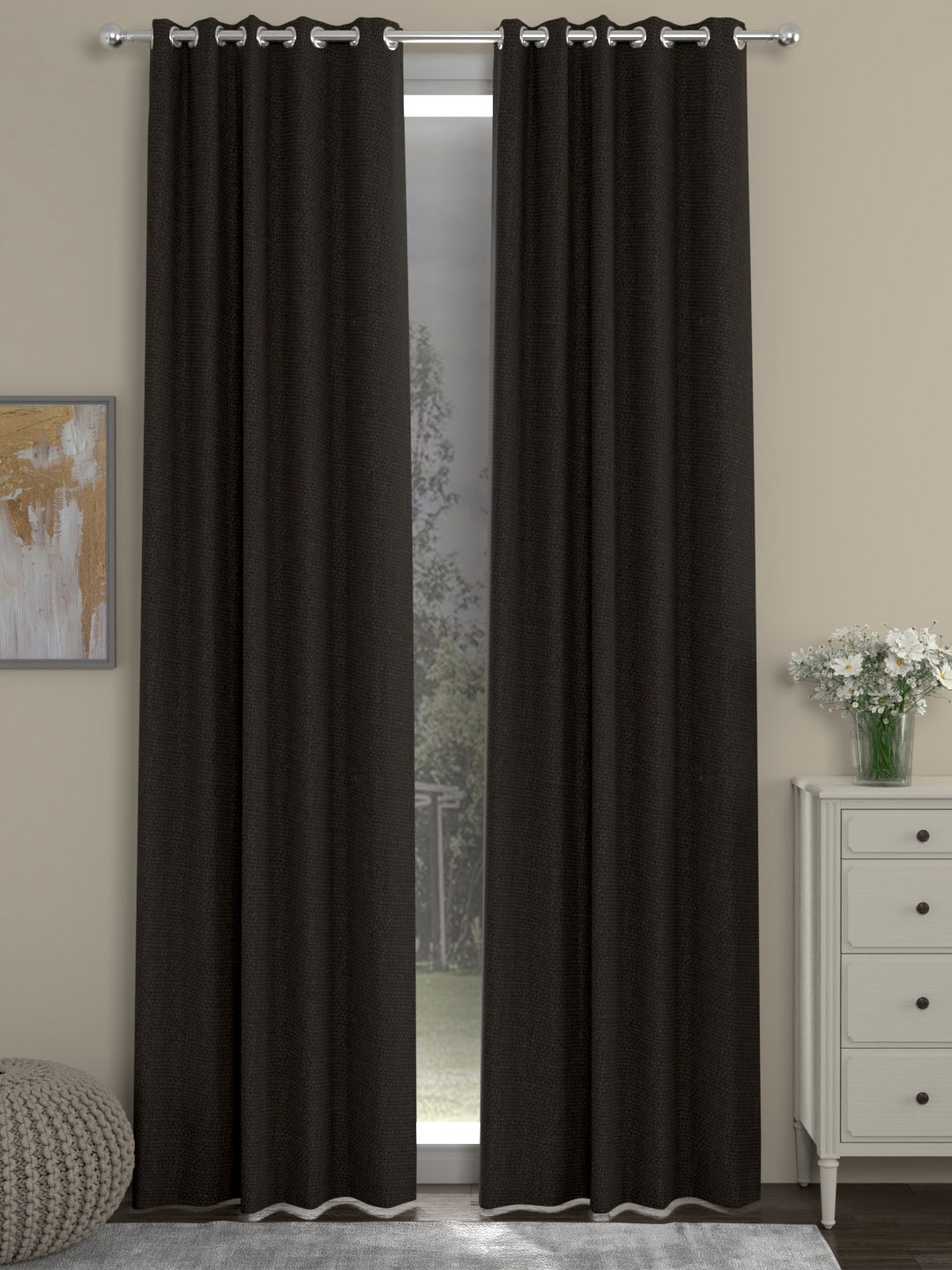 

ROSARA HOME Brown Set of 2 Door Curtains