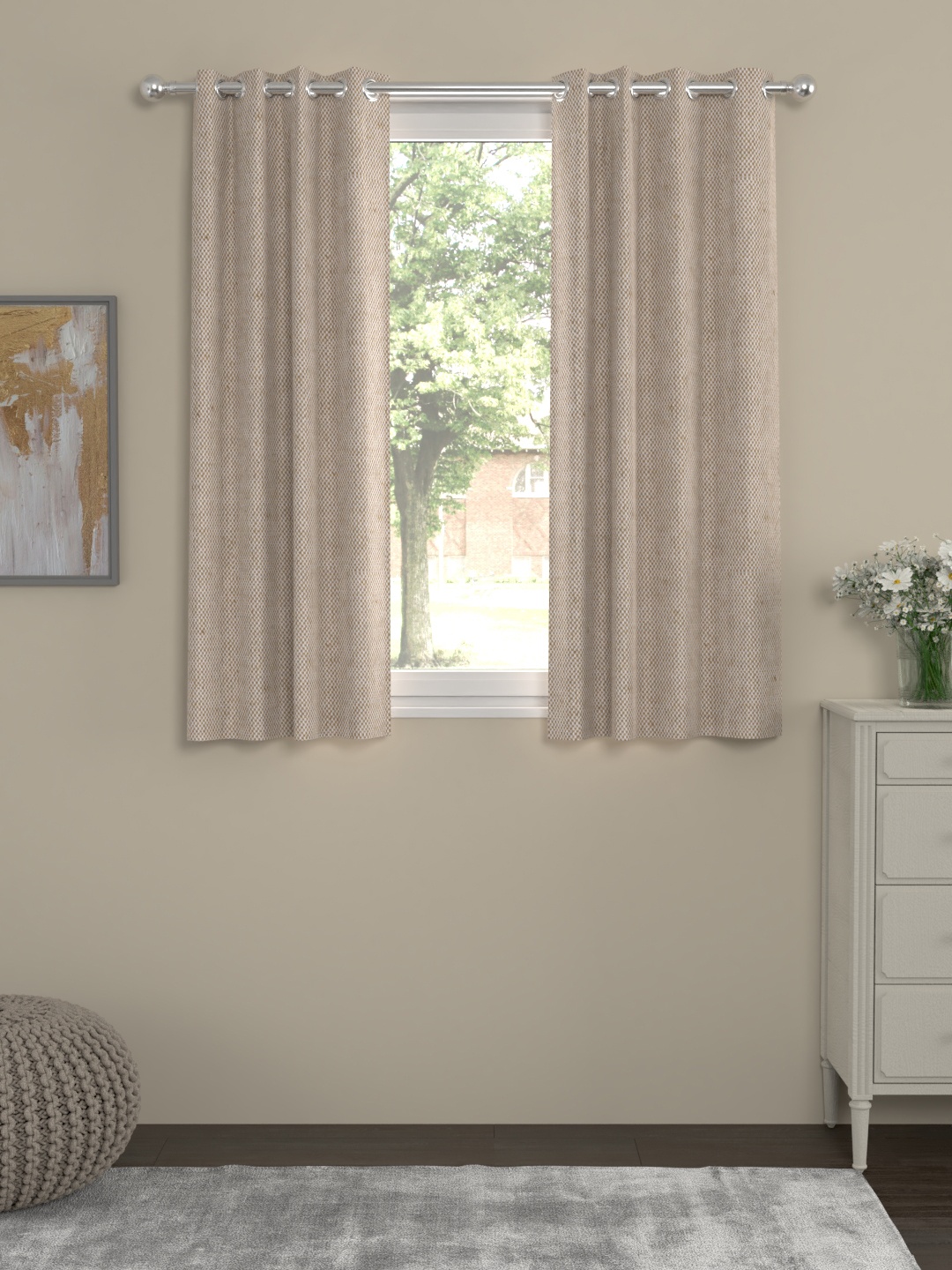 

ROSARA HOME Beige Set of 2 Window Curtains