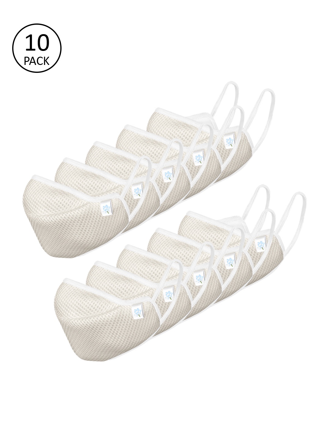 

Ahalyaa Adults Pack of 10 Cream-Coloured 4-Ply Reusable protective Outdoor Masks