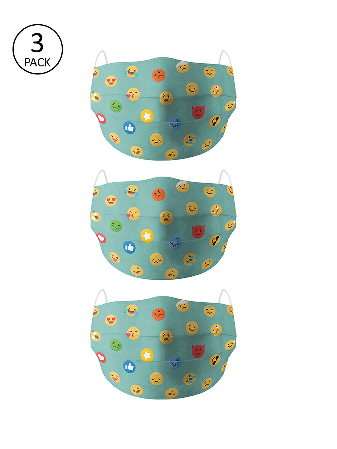 

Bigsmall Adults Pack Of 3 Green Printed 4-Ply Reusable Outdoor Cloth Masks