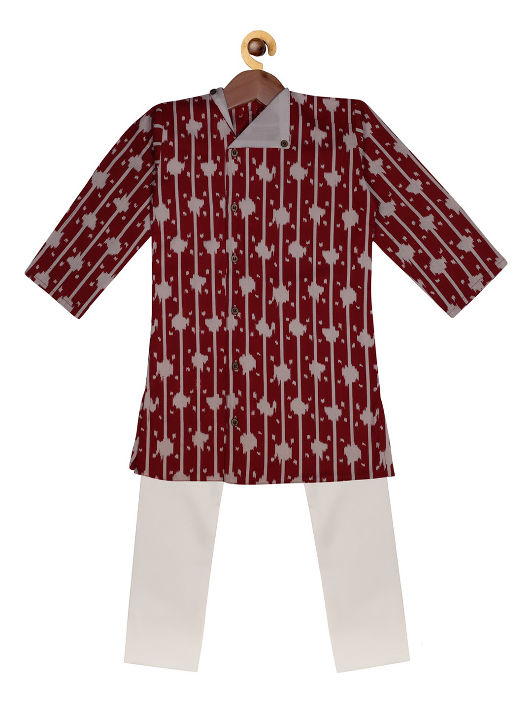 

SOULFULLY INDIAN Boys Maroon & Off-White Printed Kurta with Pyjamas