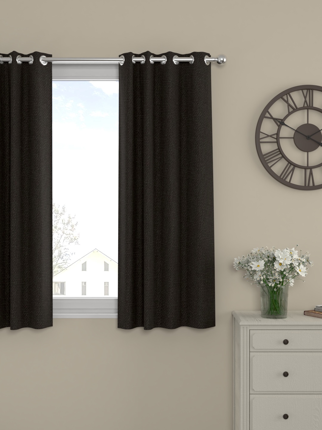 

ROSARA HOME Coffee Brown Dolly Single Window Curtain