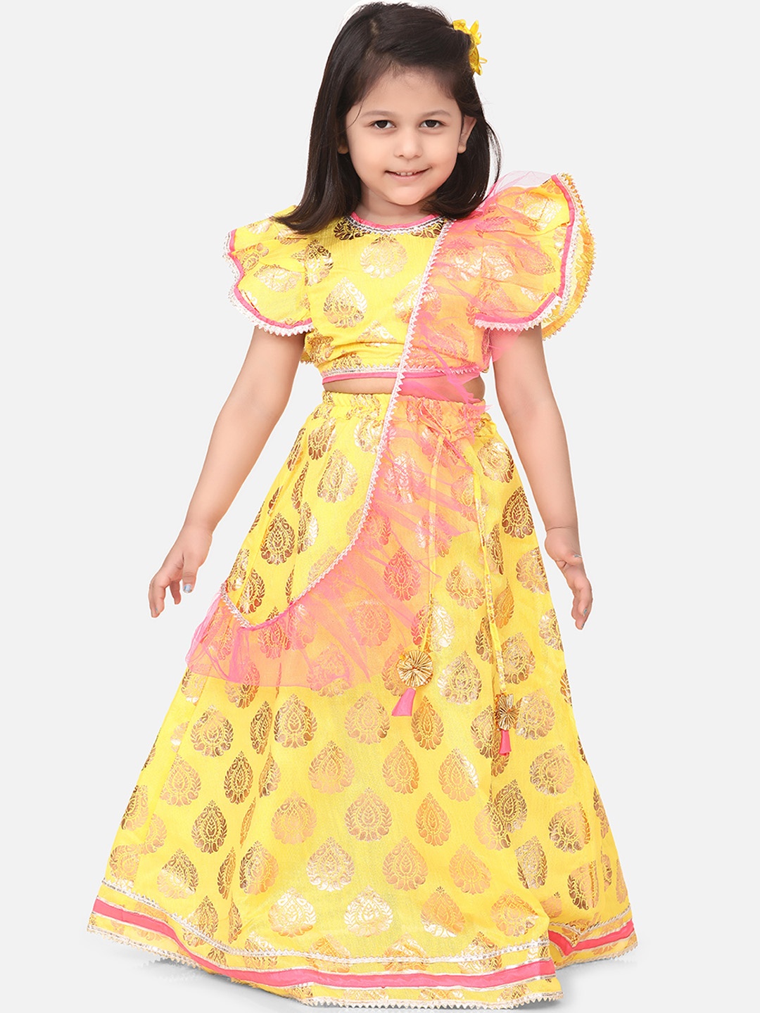 

LilPicks Yellow Ready to Wear Lehenga & Blouse with Dupatta