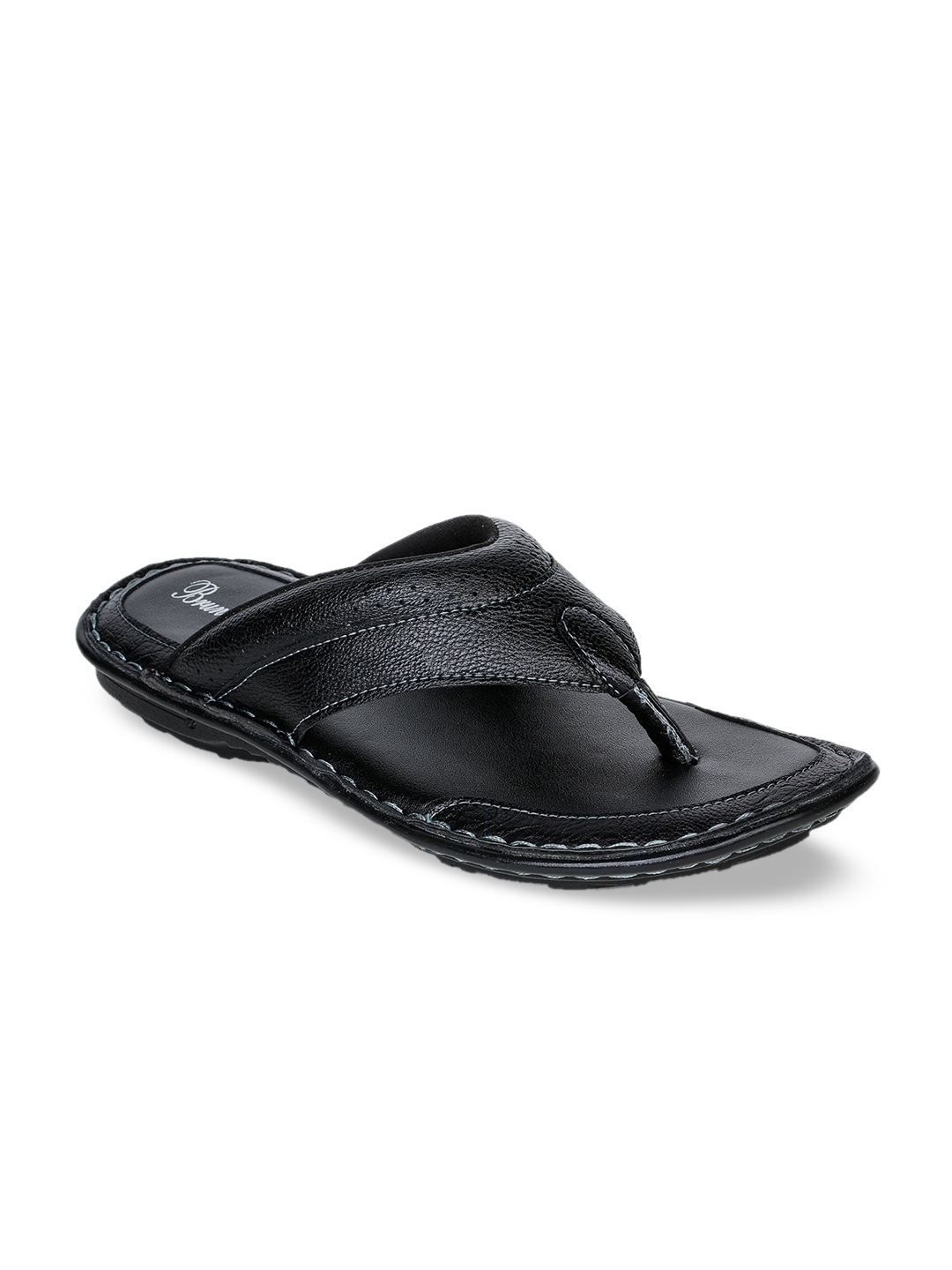 

Bruno Manetti Men Black Leather Comfort Sandals