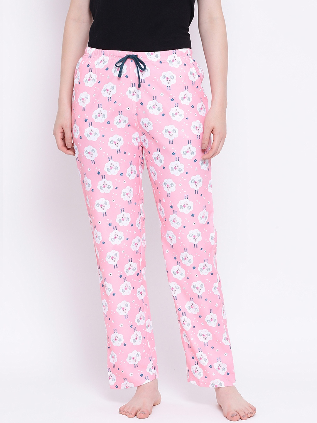 

Kanvin Women Pink & White Printed Lounge Pants
