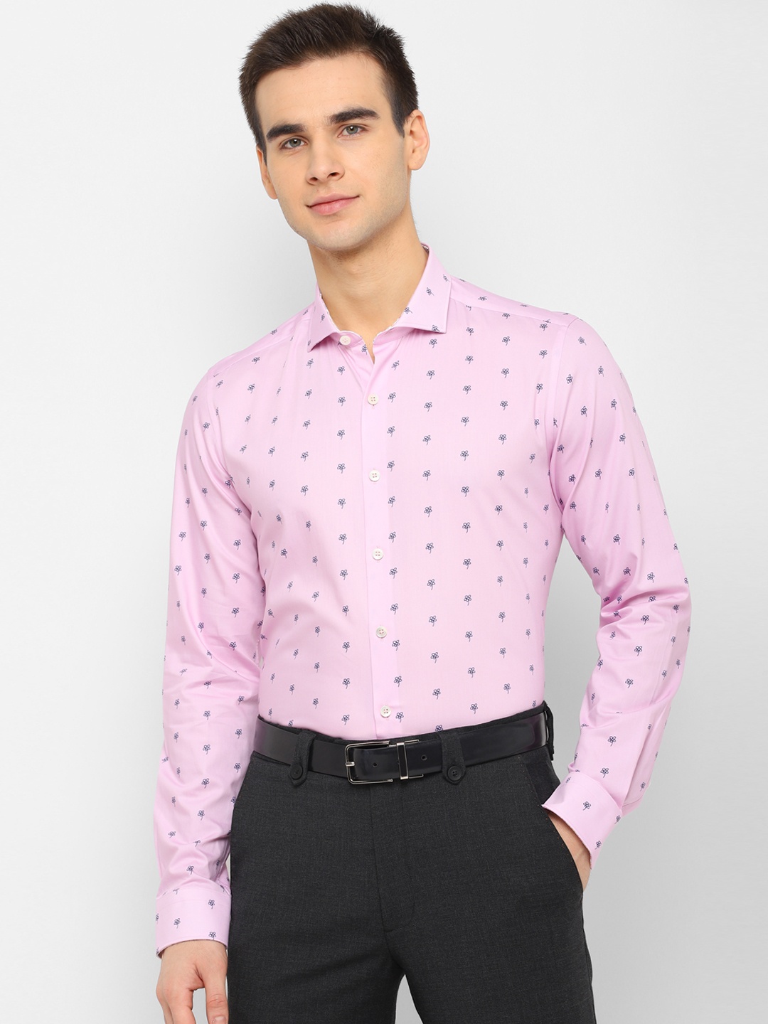 

SIMON CARTER LONDON Men Pink Slim Fit Printed Formal Shirt