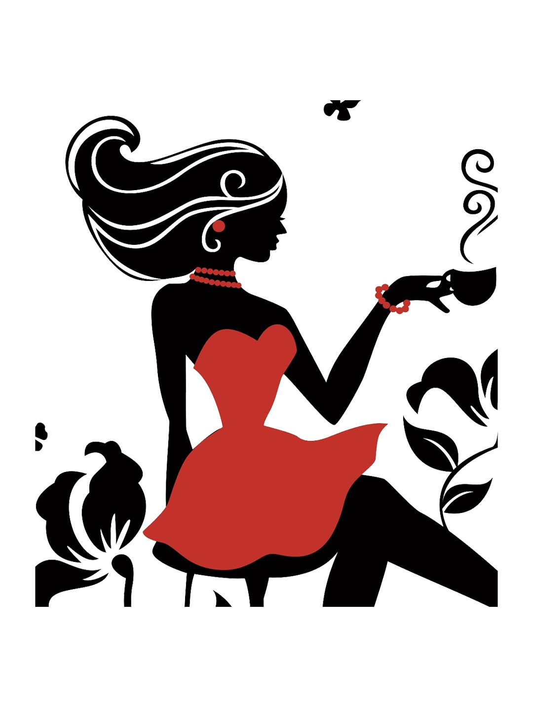 

WALLSTICK Black & Red Fashion Girl Large Vinyl Sticker