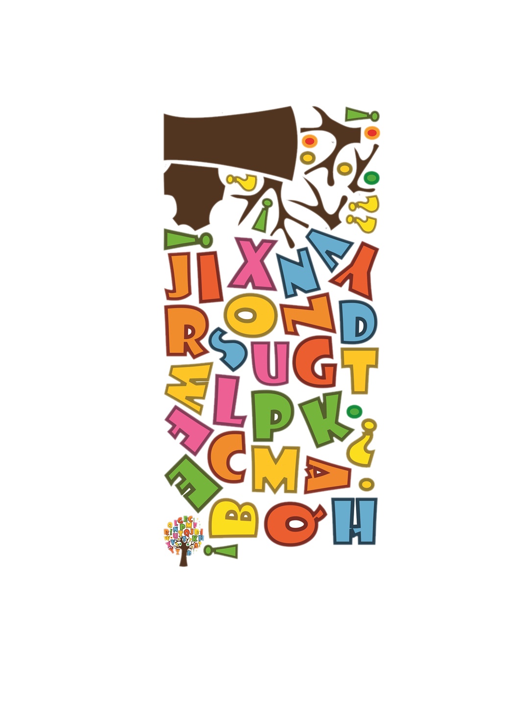 

WALLSTICK Multicoloured Alphabet Tree Large Vinyl Wall Sticker, Multi